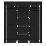 ZUN 69" Portable Clothes Closet Non-Woven Fabric Wardrobe Double Rod Storage Organizer Black 23382400