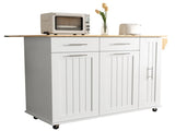 Kitchen Island with Drop Leaf, Kitchen Cart with 3 Tier Pull Out Cabinet Organizer, Internal 63885739