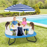 Kids Picnic Table Outdoor Activity Table With Umbrella -White 04049957