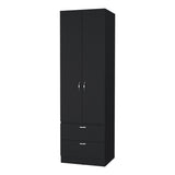 ZUN Tall Mayer Wardrobe in Melamine with Two Doors and Two Drawers B128P203059