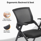 ZUN 2 Pack Stackable Conference Room Chairs with Wheels, Folding Office Chair with Rebound Back, Padded 67372480