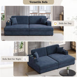 86.5" Oversized Loveseat Chaise Lounge Sectional Sofa Bed Corduroy Sleeper Sofa with USB Ports , N719P232602C