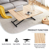 Modern minimalist multifunctional lift table with 0.8-inch MFC tabletop and black metal legs, can be W1151P149702