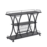 ZUN Industrial Bar Cart Kitchen Bar&Serving Cart for Home with Wheels 3 -Tier Storage Shelves W82151001