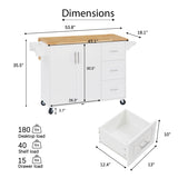 Kitchen Island with Drop Leaf Countertop, Rolling Kitchen Island Cart , Barn Door Kitchen Island W1820P195005