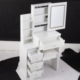 Small Size Left Bedside Cabinet Vanity Table Cushioned Stool, 2 AC2 USB Power Station, Hair dryer W936P226042