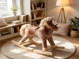 Plush Toddler Rocker Kids Rocking Horse with Solid Wooden Base Premium Ride-On Toy for Little 18291222