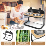 Pet Feeder with 2 Stainless Steel BowlsAdjustable Height for Cats and Small and Medium Dogs 29170036