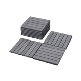 30 PCS Interlocking Deck Tiles Striped Pattern, 12" x 12" Square Light Gray Acacia Hardwood Outdoor 37935007