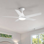 ZUN 48 In Intergrated LED Ceiling Fan with White ABS Blade W1367P171202