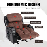 ZUN Vanbow.Recliner Chair for Living Room with Rocking Function and Side Pocket blackbrown W152191742