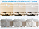 44 inch Ceiling Fans with Lights, Large Air Volume Ceiling Fans with Reversible Quiet DC Motor and 02967257
