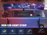 55" Gaming Desk with Smart APP & Remote RGB Lights, Carbon Fiber Surface Computer Table with Full 06095805
