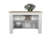 Island 35.4" H, with 3 Shelves, White / Light Pine B097P250891
