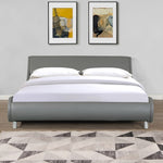 ZUN Faux Leather Upholstered Platform Bed Frame, Curve Design, Wood Slat Support, No Box Spring Needed, W2297P195398