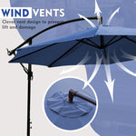 ZUN 10 ft. Steel Cantilever Offset Outdoor Patio Umbrella with Crank Lift - Blue W2181P181961