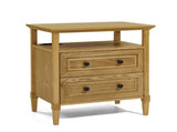 Wooden Nightstand with Open Cubby & 2 Storage Drawers, Freestanding Bedroom Side Cabinet for W487P543905