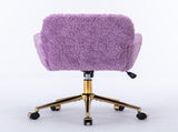 A&A Furniture Office Chair,Artificial rabbit hair Home Office Chair with Golden Metal W1143P154102