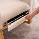 LY-5104 Beige White Accent Rocking Chair with Footrest High Back Rubber Wood Rocking Legs Bedroom W2231P292976