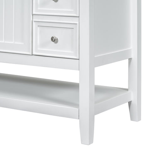 ZUN 36" Bathroom Vanity without Sink, Cabinet Base Only, One Cabinet and three Drawers, White WF306244AAK