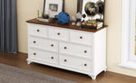 ZUN Wooden Captain Seven-Drawer Dresser for Bedroom, Living Room, Kids' Room, White+Walnut WF317050AAK