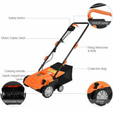 13" Electric Lawn Dethatcher w/ Collection Bag and Removable Blades -Orange 23993158
