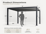 10' x 10'Pergola Modern Style with Adjustable Louvers for Outdoor Roof, Garden, Easy Assembly, 51480897