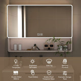 Aluminium Medicine Cabinet Mirror, 35 x 28 Inches Medicine Cabinet with 3 Colors LED Light and W2700P269441
