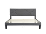 Full Size Upholstered Platform Bed Frame with Headboard, Strong Wood Slat Support, Mattress W21438522