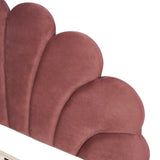 Full Size Upholstered Platform Bed with Flower Pattern Velvet Headboard, Bean Paste Red WF305290AAH