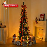 6 FT Fully Decorated Pre-lit Christmas Tree, Pop Up Artificial Xmas Tree with 150 Warm Lights 99978008