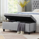 ZUN Upholstered tufted button storage bench ,Linen fabric entry bench with spindle wooden legs, Bed W2186P151309