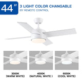 ZUN 44 In Intergrated LED Ceiling Fan Lighting with White ABS Blade W1367P182803