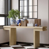 66" Extra Wide Real Wood Veneered Console Table, Minimalist Sofa Table Behind Couch for Entryway, W1435P312700