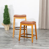 24" Counter Stool, Natural Finish, Saddle Leather Seat B04660609