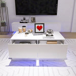 ZUN High Glossy Coffee Table with 2 Drawers have RGB Led Light with Buletooth Control 64560580