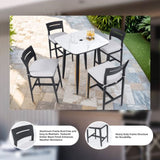 Modern Outdoor 2PC Bar Stools, Aluminum Patio Bar Chair with Ergonomic Backrest, Tapered Legs, W1886P300268