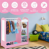 Pink Kids Wardrobe - 37"x15"x39.5" Size, 1 Solid Wood Hanger 1 Upper Shelf 2 Bottom 63793997