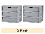 (2 pack) Wide 3 Drawer Tower, Plastic Storage Organizer with Removable Decorative Bins, Easy to 76064379
