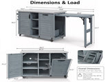 78.3" Outdoor Kitchen Island with Foldable Grill Table, Wooden Outdoor Grill Cart with Trash Can 28665239