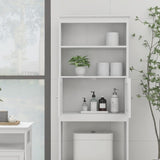 ZUN Over The Toilet Rack 2 -Tier Toilet Bathroom Spacesaver Storage Shelf with 2 Doors Wood Storage 95065143