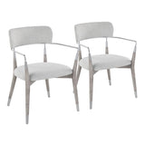 Savannah Contemporary Chair in Grey Brushed Wood and Light Grey Fabric with Silver Accent by B202P223649