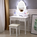 ZUN FCH With Light Bulb Single Mirror 5 Drawer Dressing Table White（=60709581,39757282） 16062826