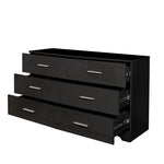 ZUN 6 Drawer Double Dresser for Bedroom, Wide Storage Cabinet for Living Room Home Entryway, Black 37321559