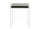 Fuji Contemporary Stackable Counter Stool in White with Black Faux Leather Cushion by LumiSource B202P222380