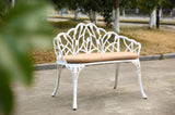 ZUN Tulip Patio Garden Bench Metal Park Bench Cast Aluminum Outdoor Furniture with Floral Rose for W640P250987