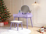 Liannon Contemporary Wood Vanity and Stool Set, Purple T2574P164238