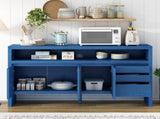 U_Style 60" 3-Door Sideboard with 3 Drawers - Modern Solid Ash Veneer MDF Sideboard, Semi-Open Shelf N711P289141V