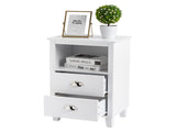 40*30*63cm Simple And Modern White Cabinet, MDF Spray Paint, High Legs, Two Drawers, Bedside Table 93586563