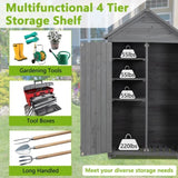 Outdoor Storage Cabinet, Garden Wood Tool Shed, Outside Wooden Shed Closet with Shelves and Latch W142291651